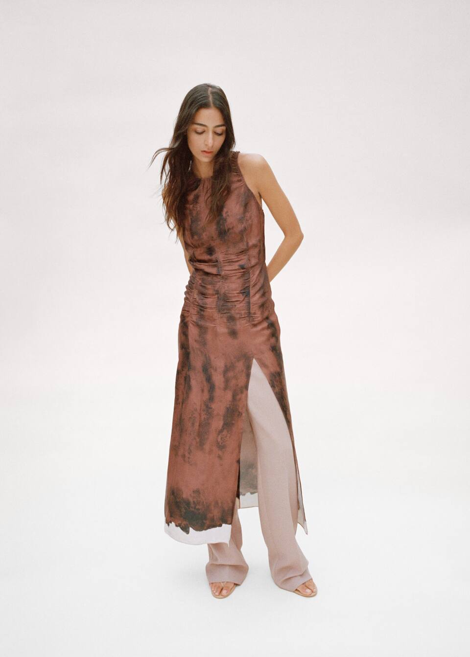 Robe tie and dye drapée Femme Mango France