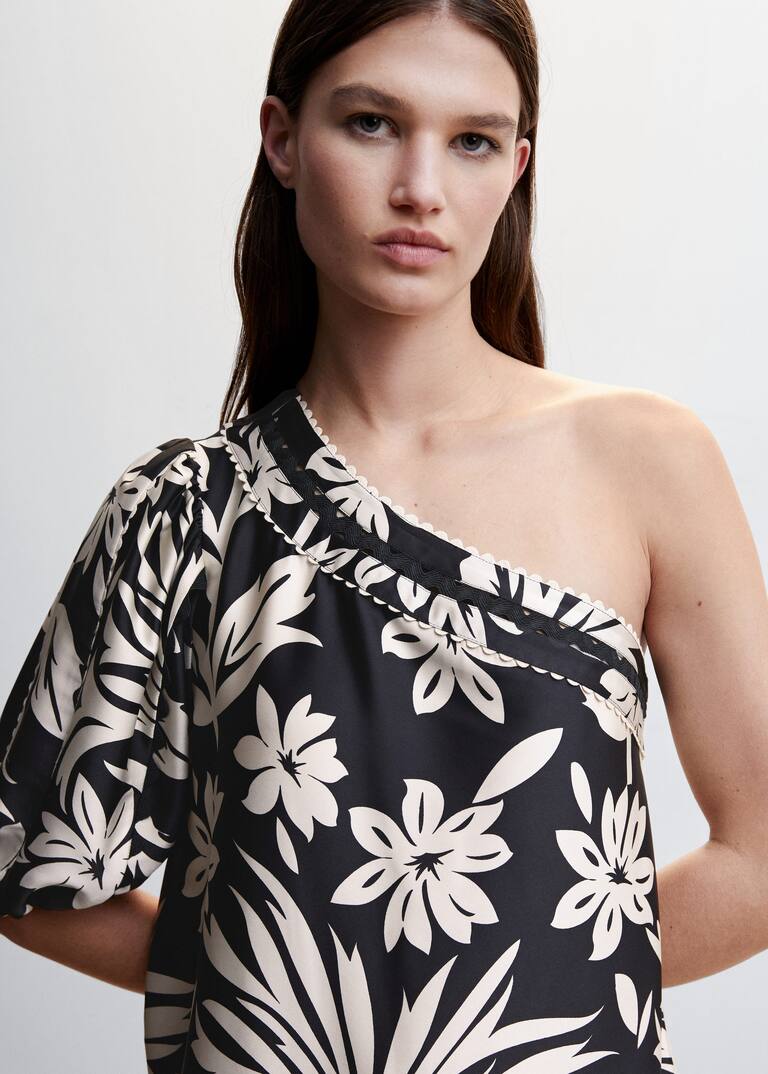 Asymmetrical satin dress Women Mango USA