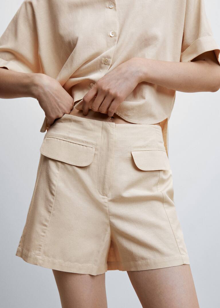 Linen shorts with pockets Women Mango USA