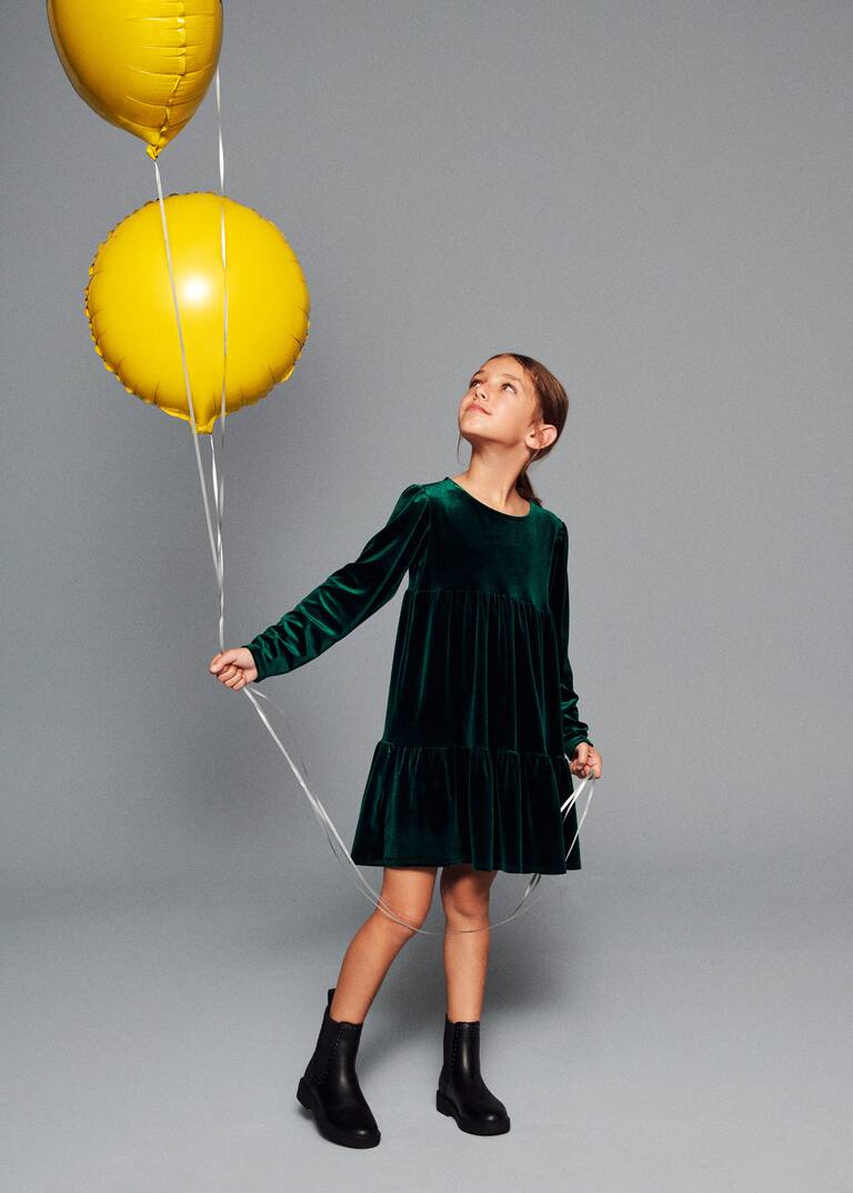 Ruffled velvet dress Women Mango USA