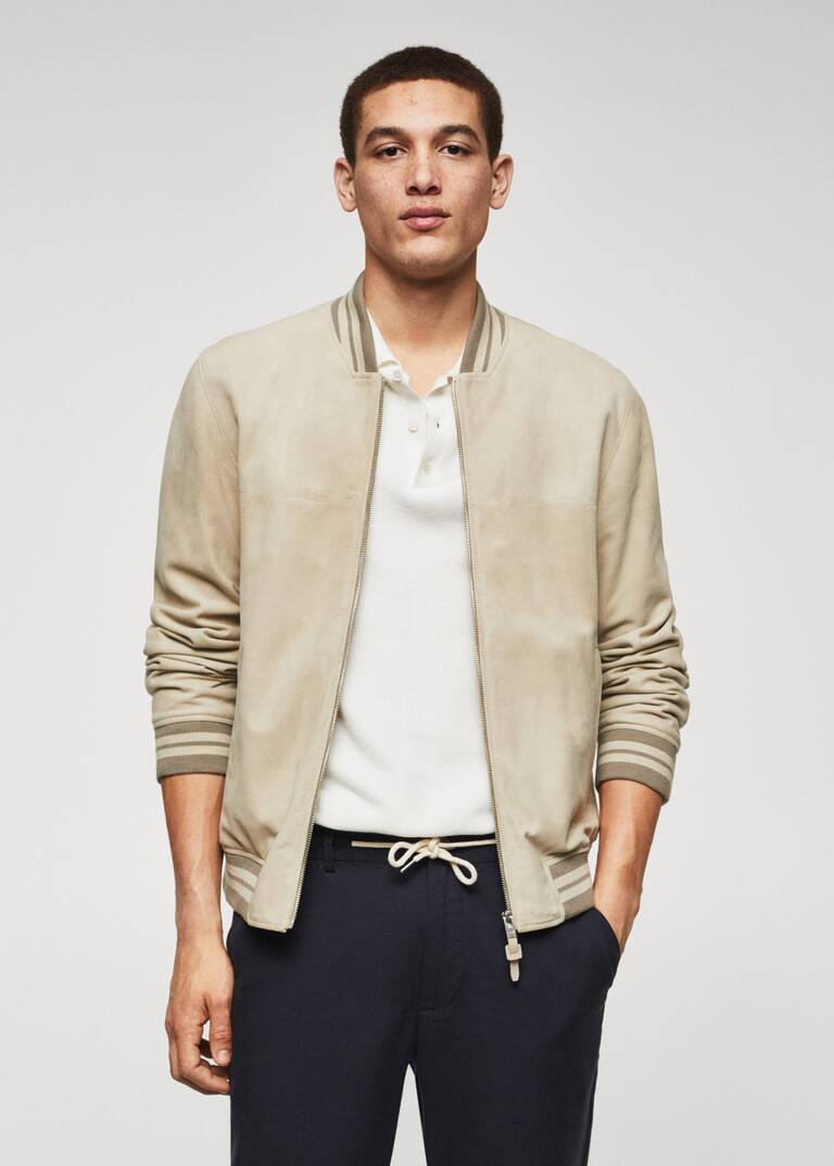 Suede leather bomber jacket Men Mango Man USA