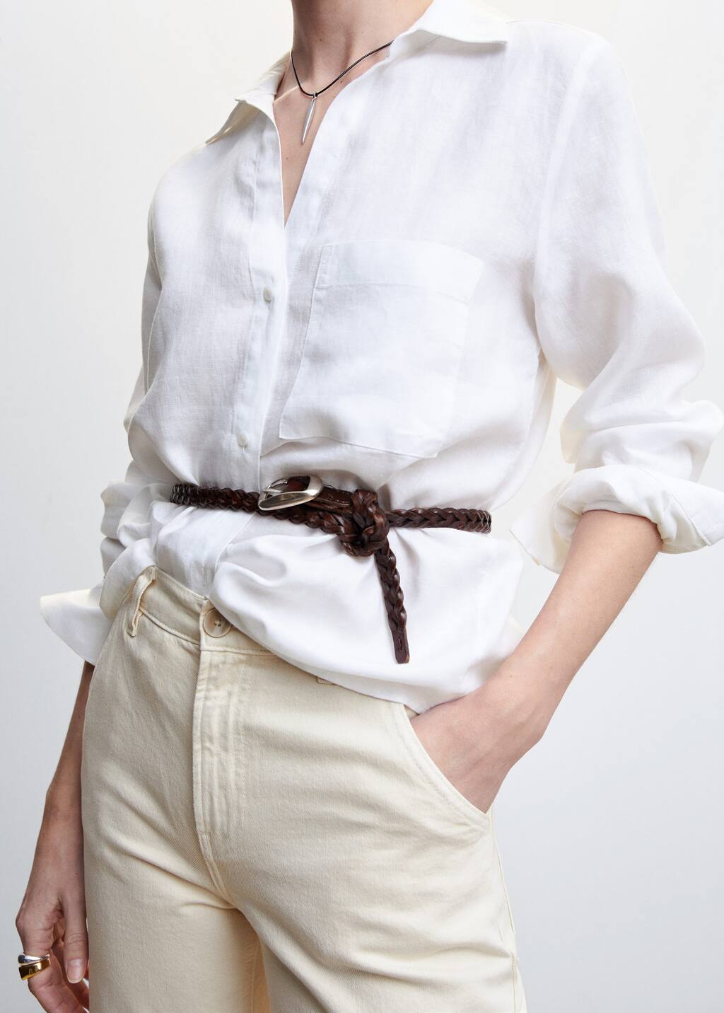 Mango Pocket linen shirt 4704710550