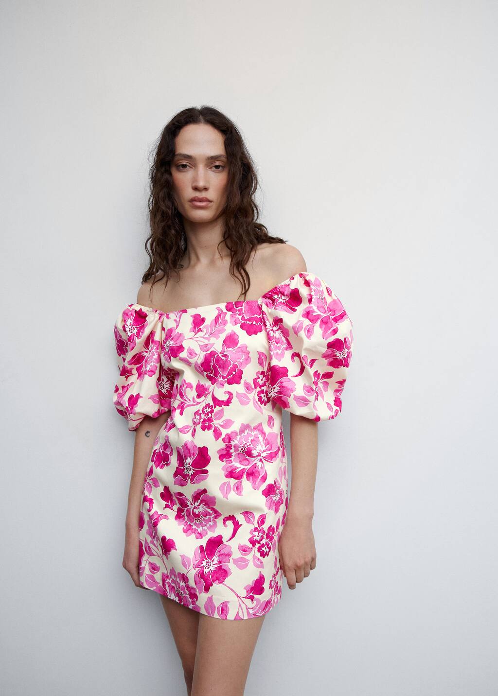 Mango Puffed sleeves short dress 4704863412