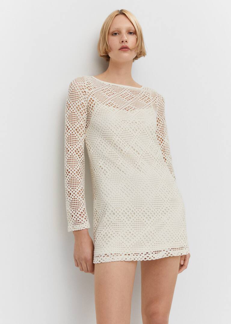 Geometricpattern openwork dress Woman Mango Canada