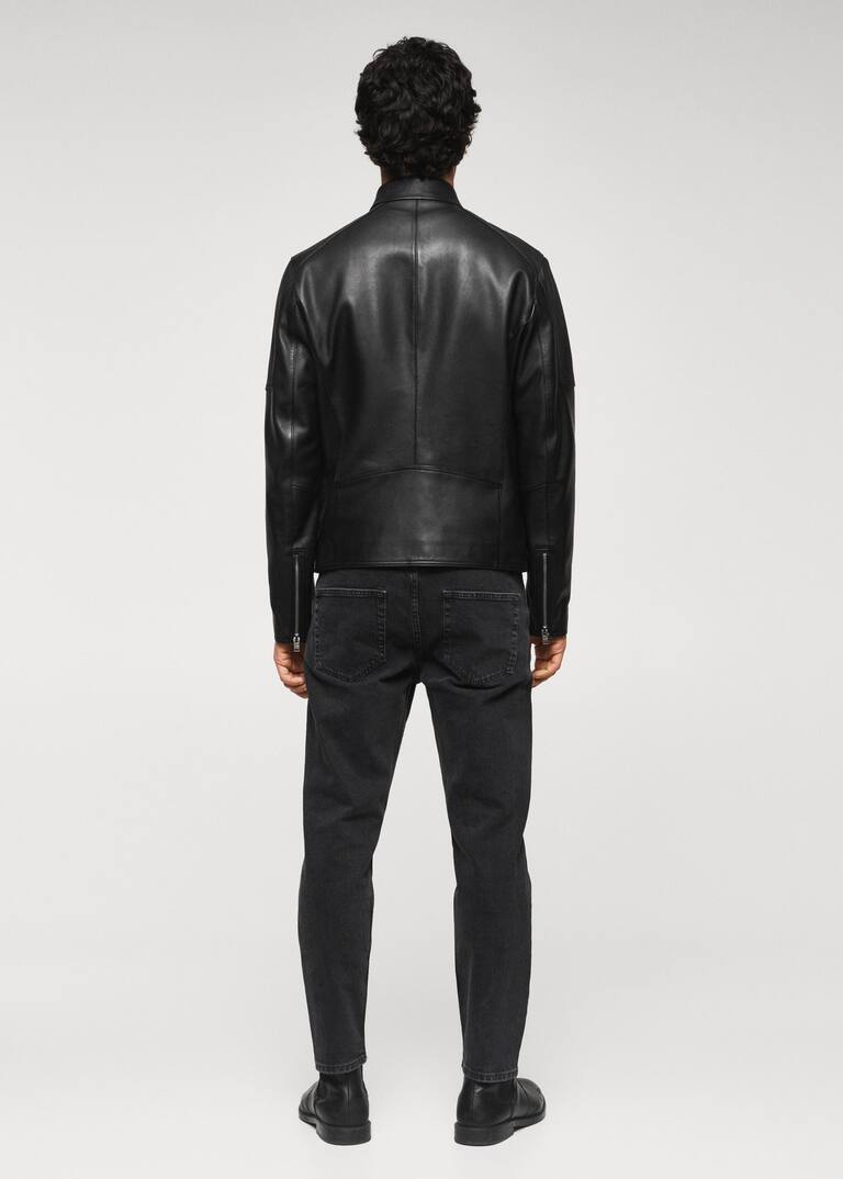 Zipdetail leather biker jacket Man Mango Man The Philippines