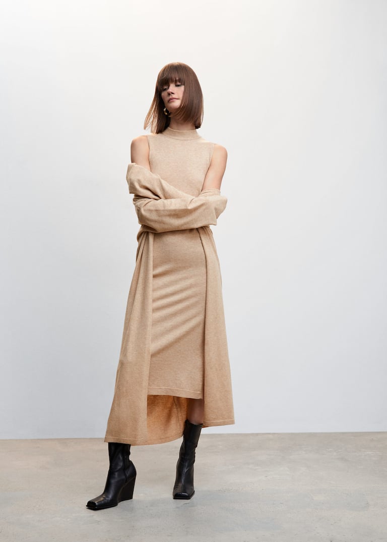 Side slit knit dress Women Mango USA