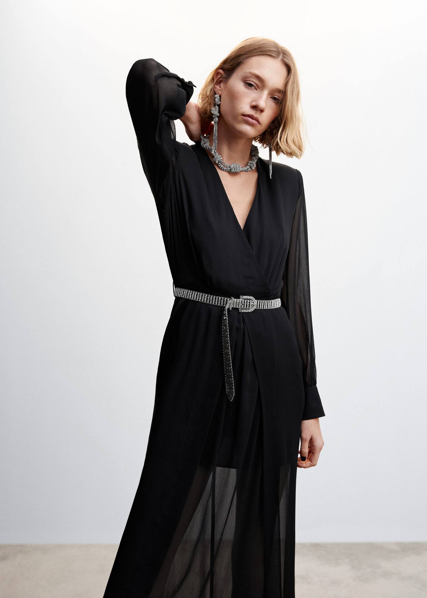 Vestido gasa aberturas - Mujer | MANGO OUTLET USA