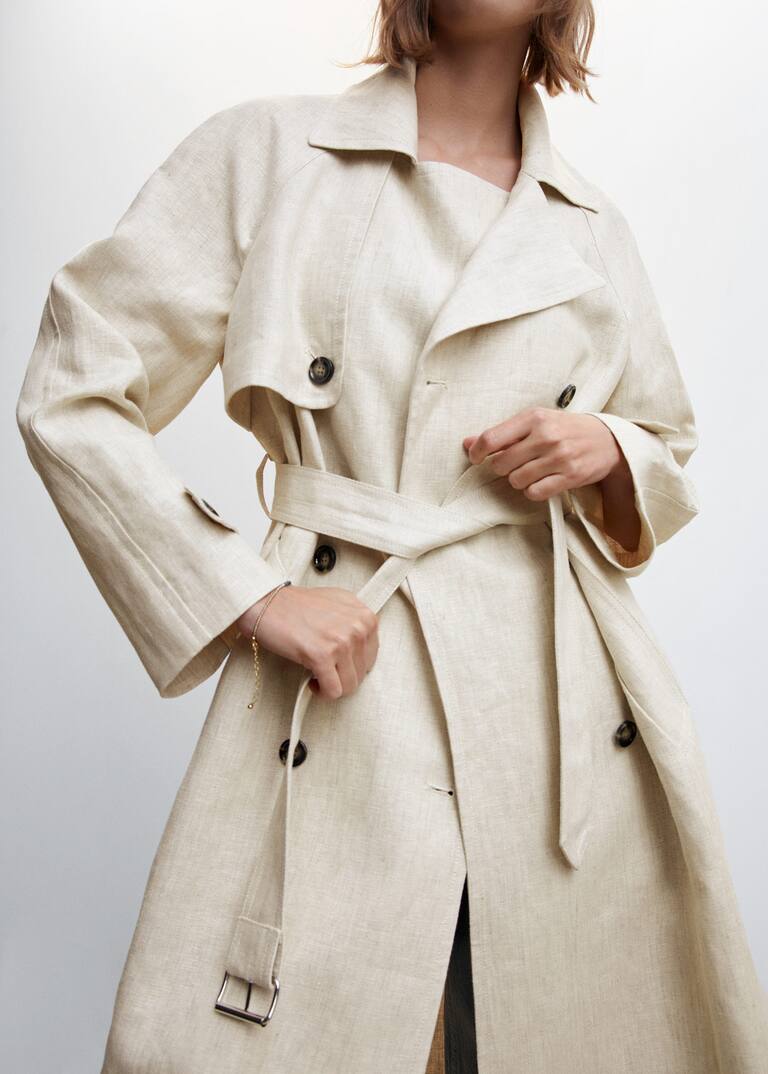 100 linen trench coat Women Mango USA