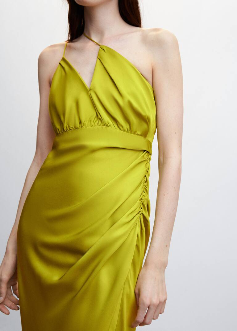 Asymmetrical satin dress Women Mango USA