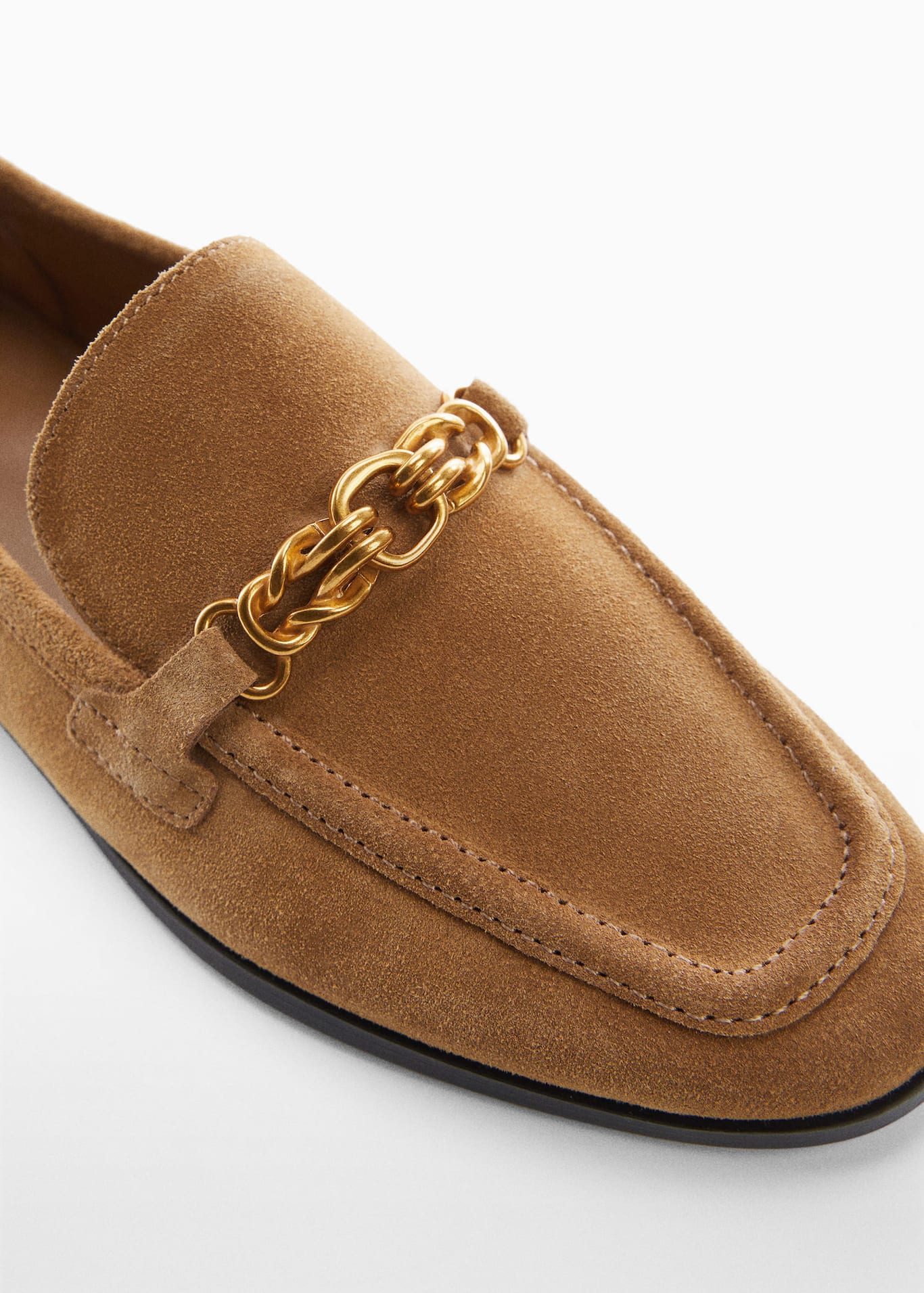 Leather loafers with chain - Women | MANGO OUTLET USA