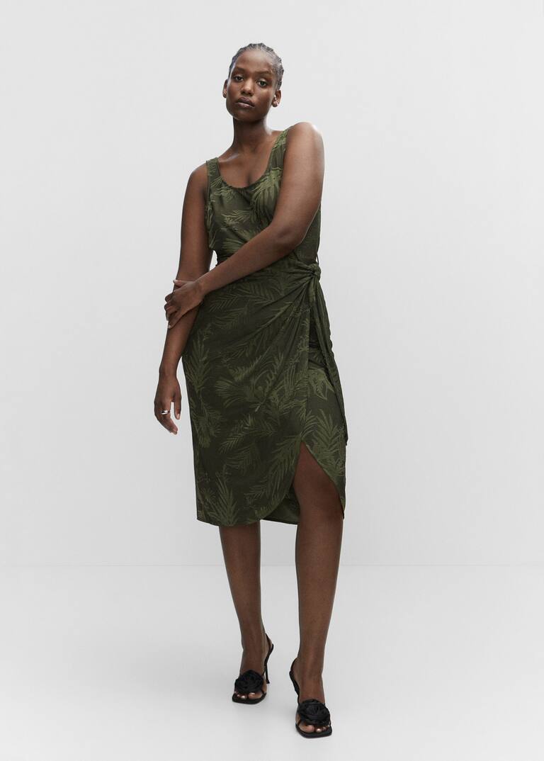 Knotted jacquard dress Women Mango USA