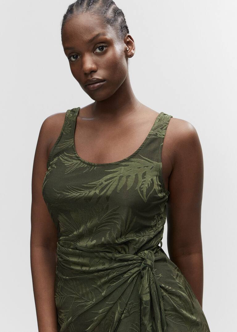 Knotted jacquard dress Women Mango USA