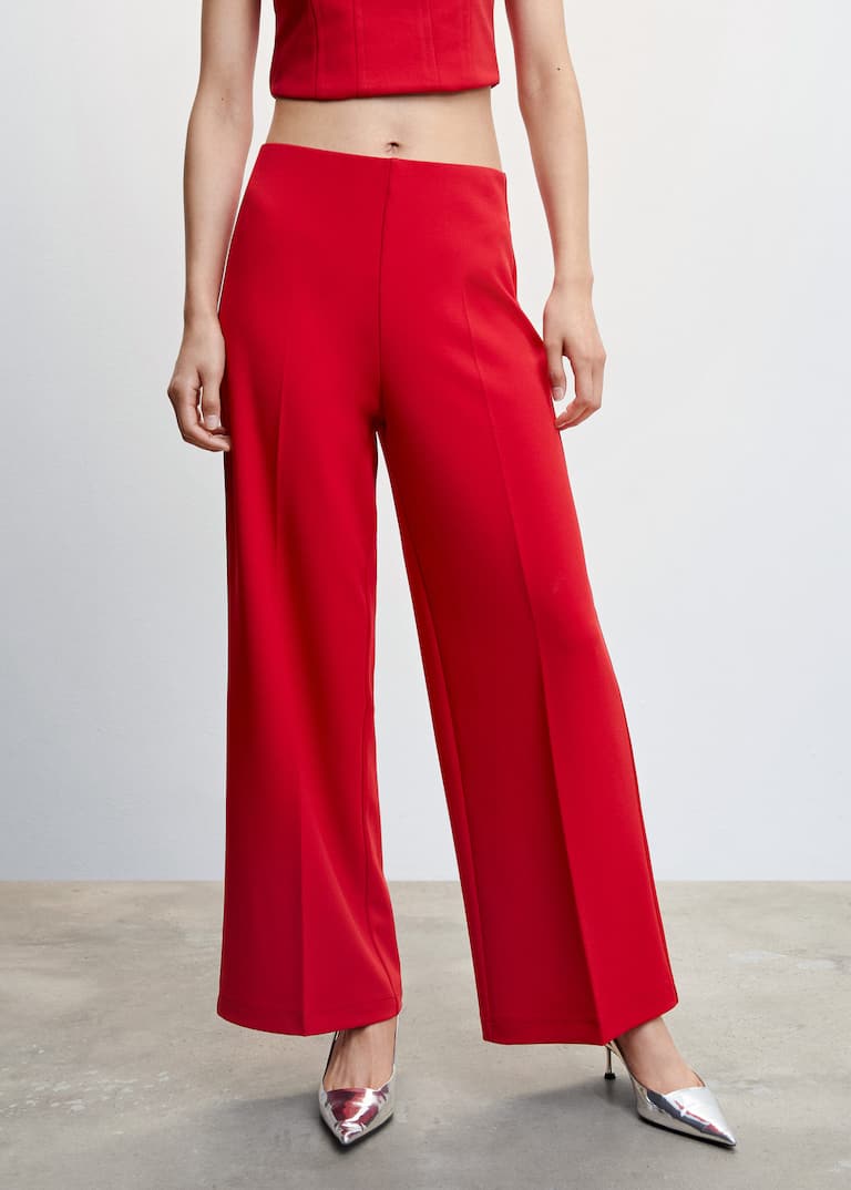 Wide leg fluid pants Women Mango USA