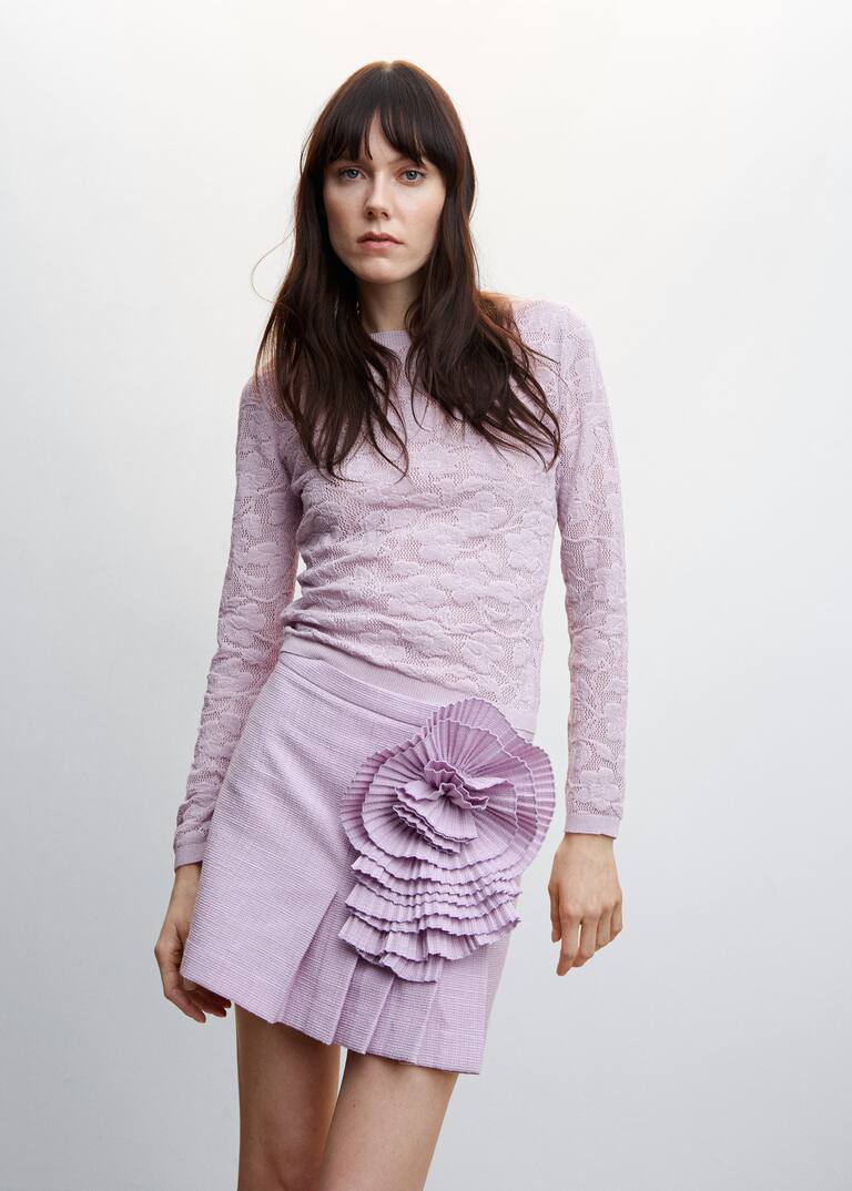 Pleated maxi flower skirt Women Mango United Kingdom