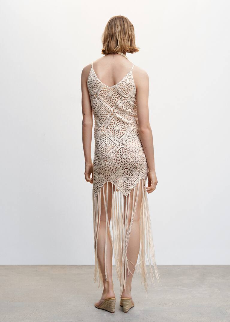 Fringes crochet dress Women Mango USA