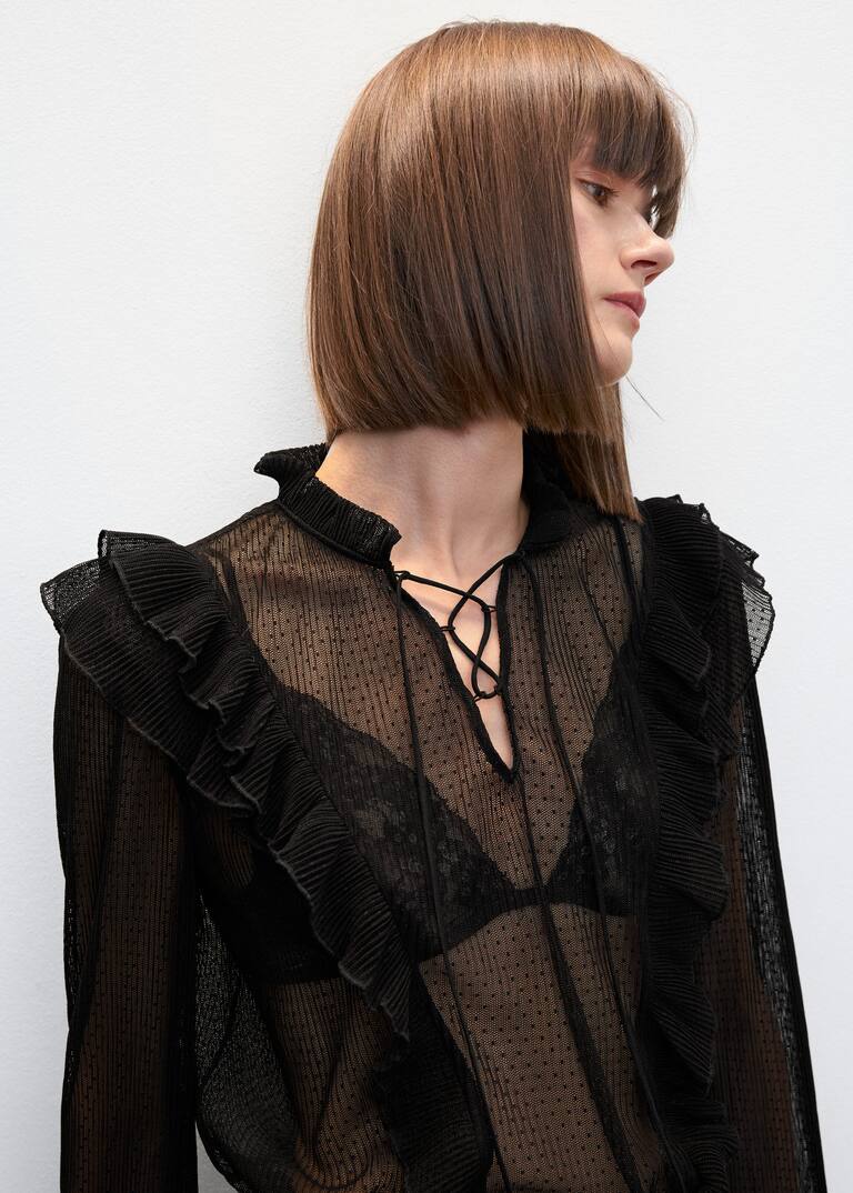 Sheer polkadot blouse Women Mango USA