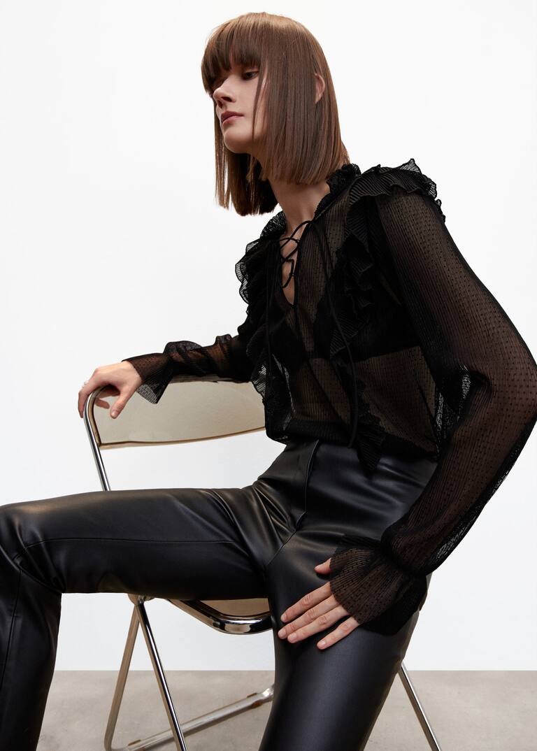 Sheer polkadot blouse Women Mango USA