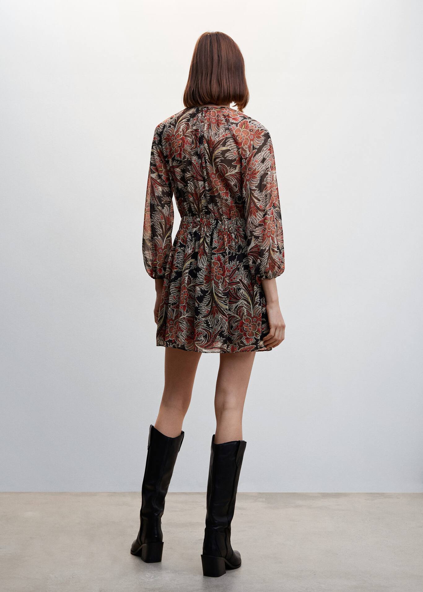 Vestido gasa floral - Mujer | MANGO OUTLET España