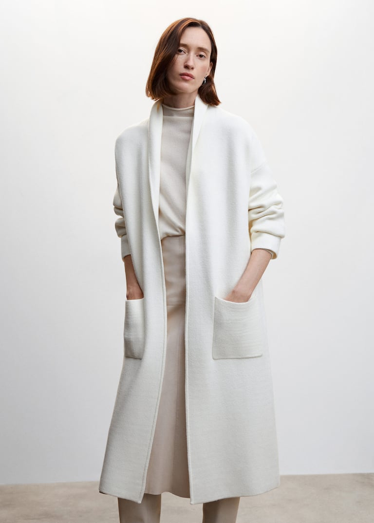 Oversized knitted coat with pockets Women Mango USA