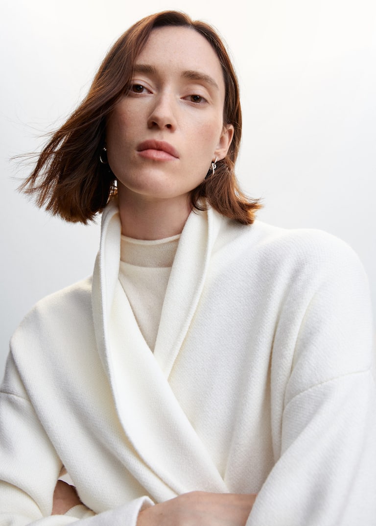 Oversized knitted coat with pockets Women Mango USA