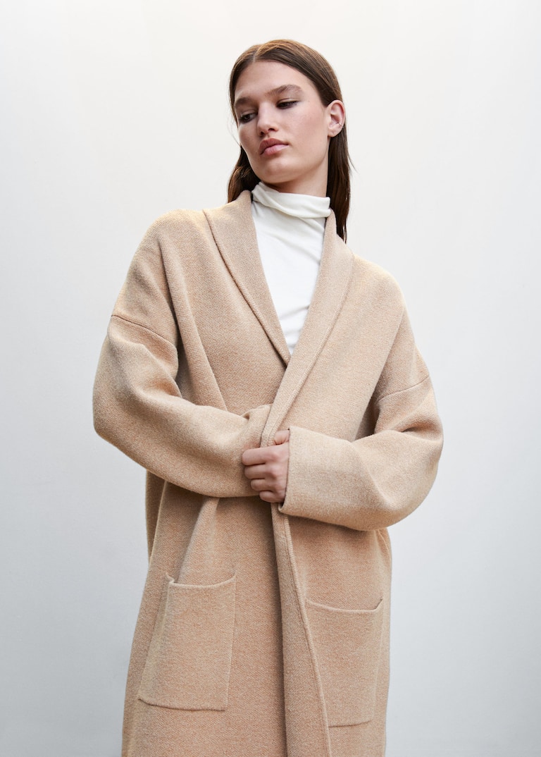 Oversized knitted coat with pockets Women Mango USA