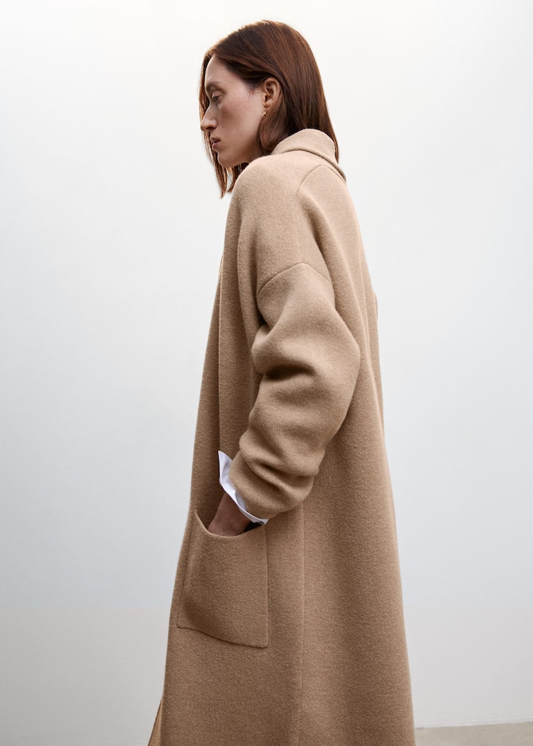 Oversized knitted coat with pockets Woman Mango Greece