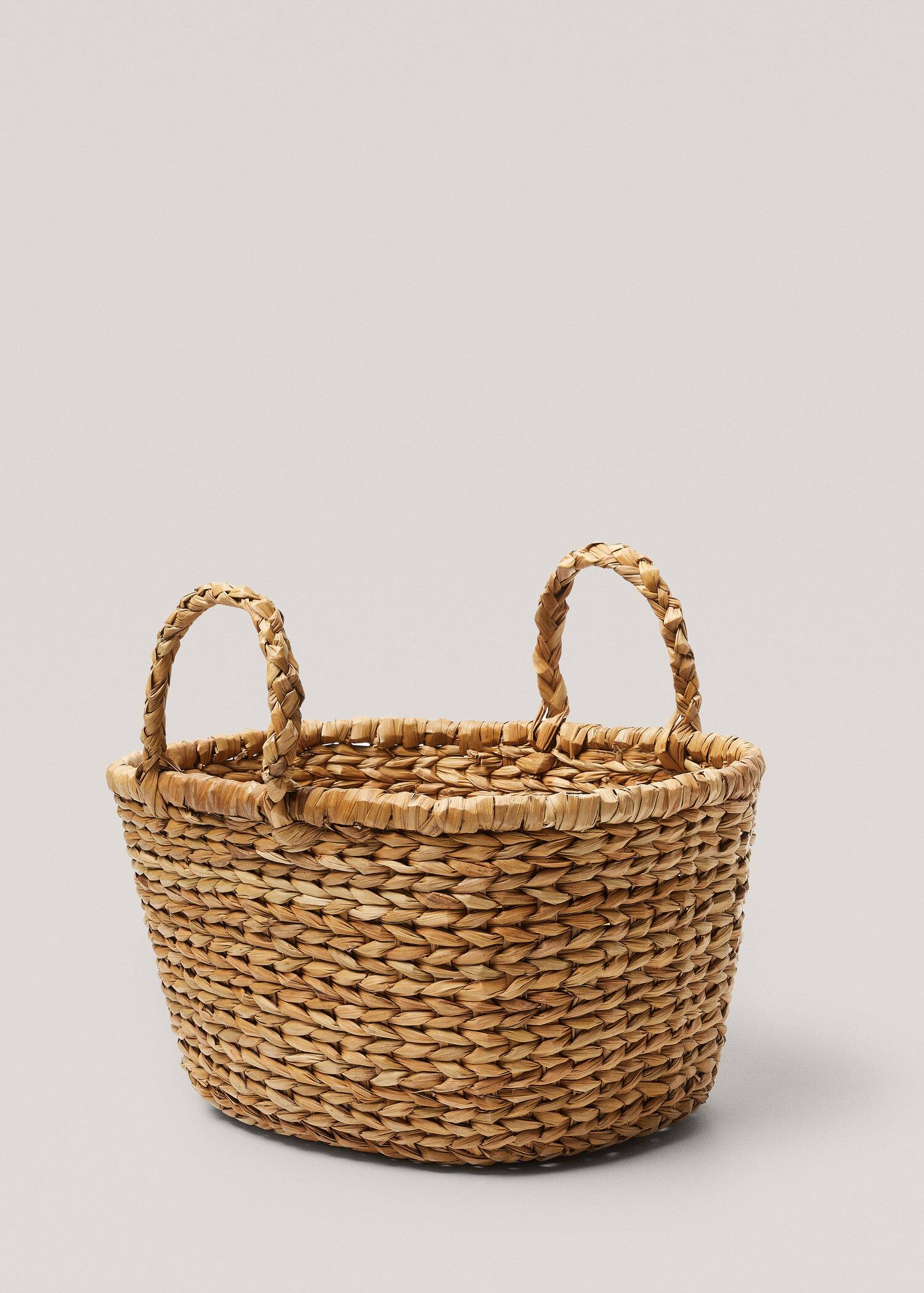 Basket with handles natural fibre 30x30x15cm Home Mango Home USA