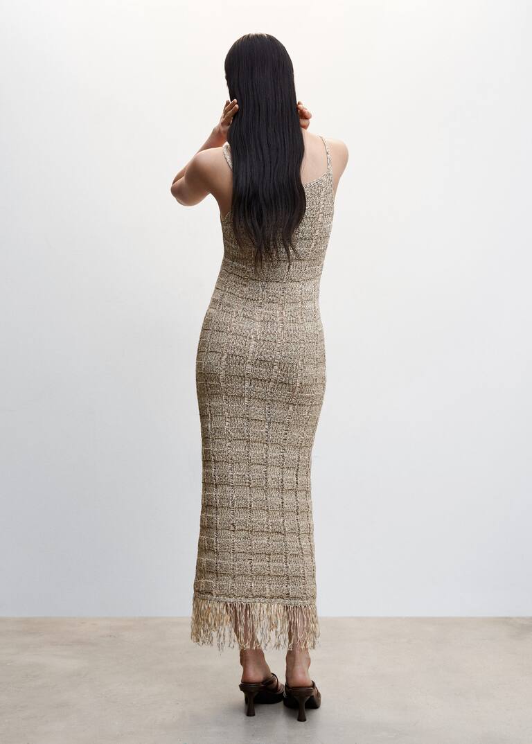 Knitted dress with fringe detail Women Mango USA