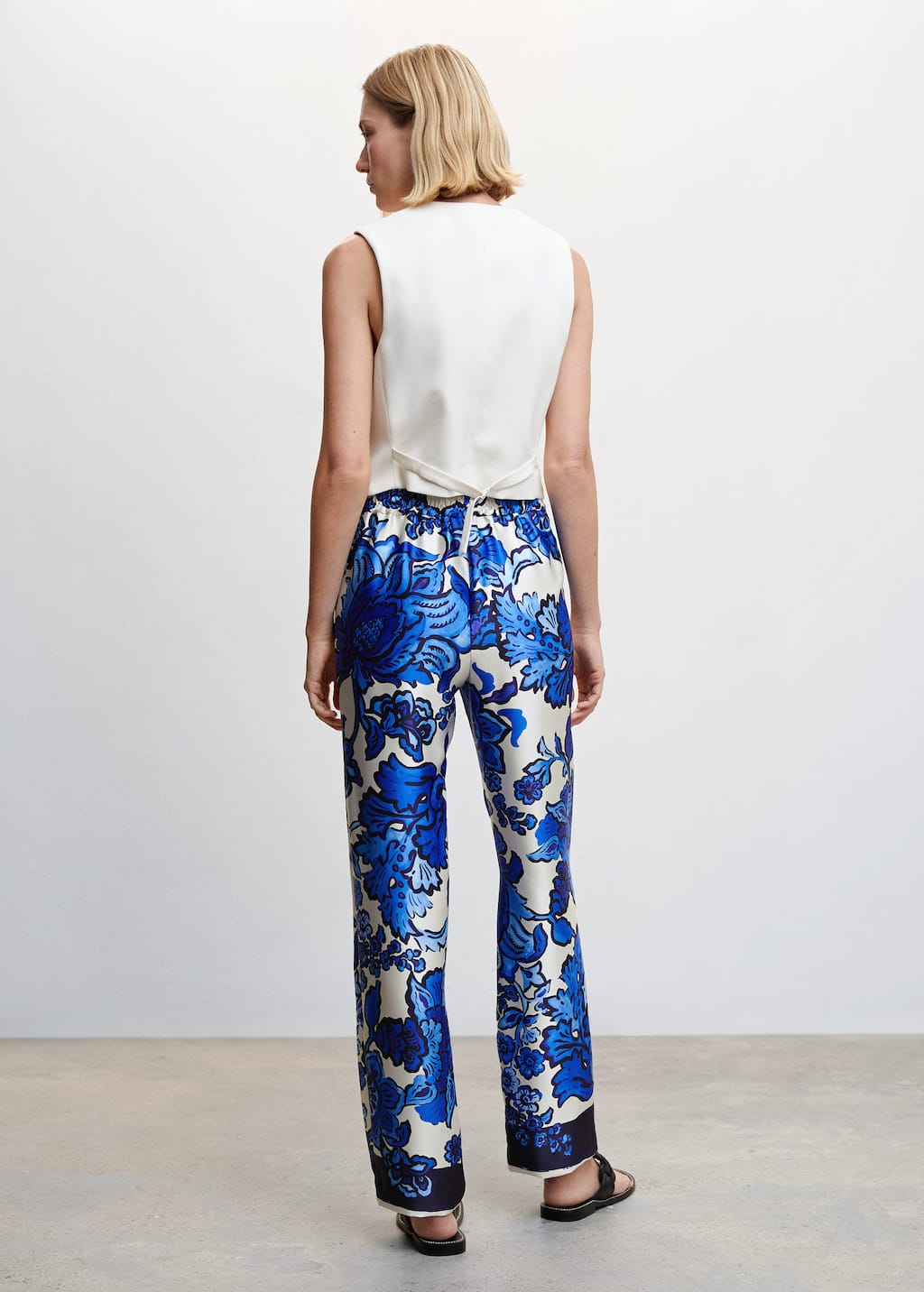 Mango Floral satin pants - 47098647-52 