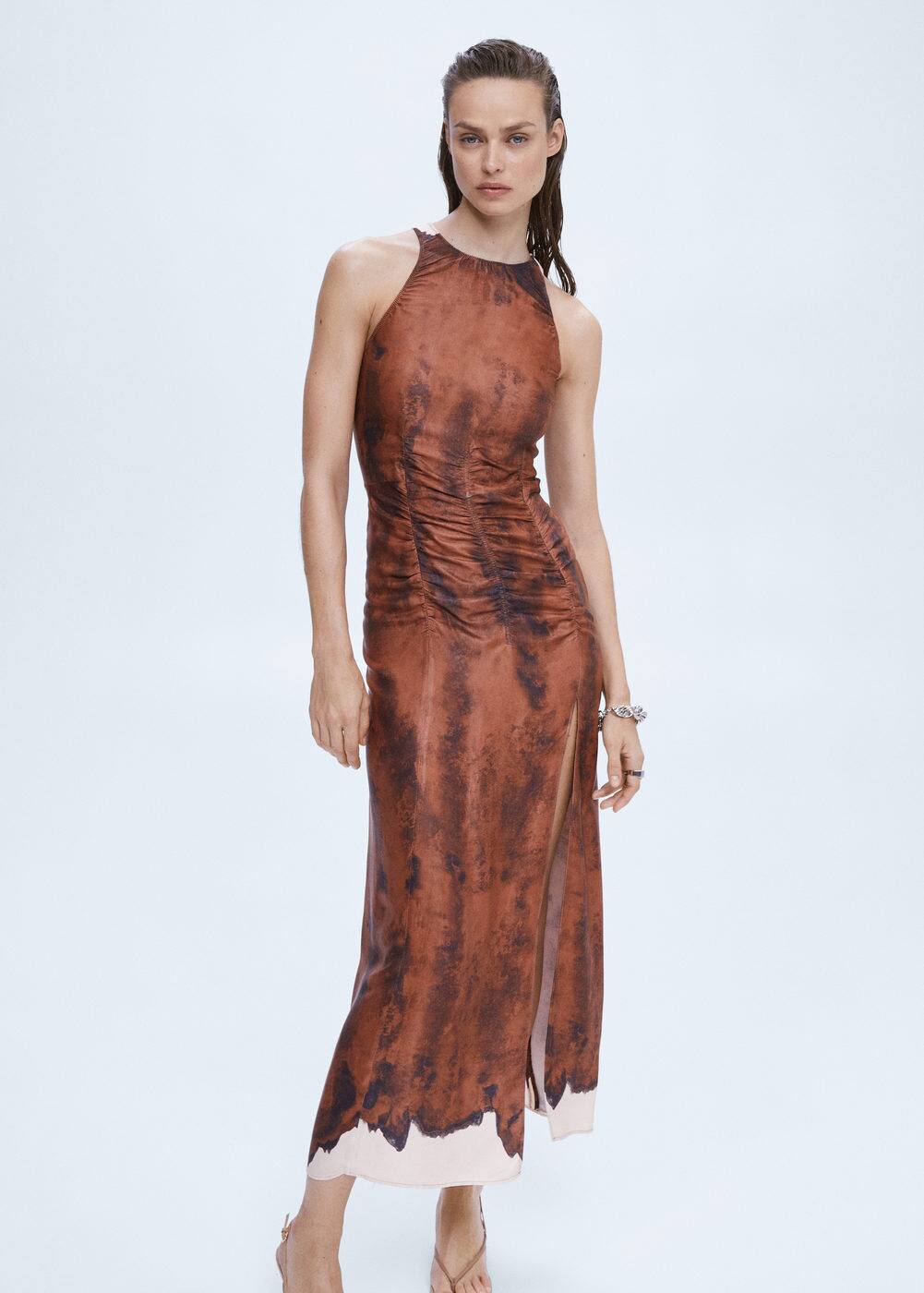 Draped tiedye dress Women Mango USA