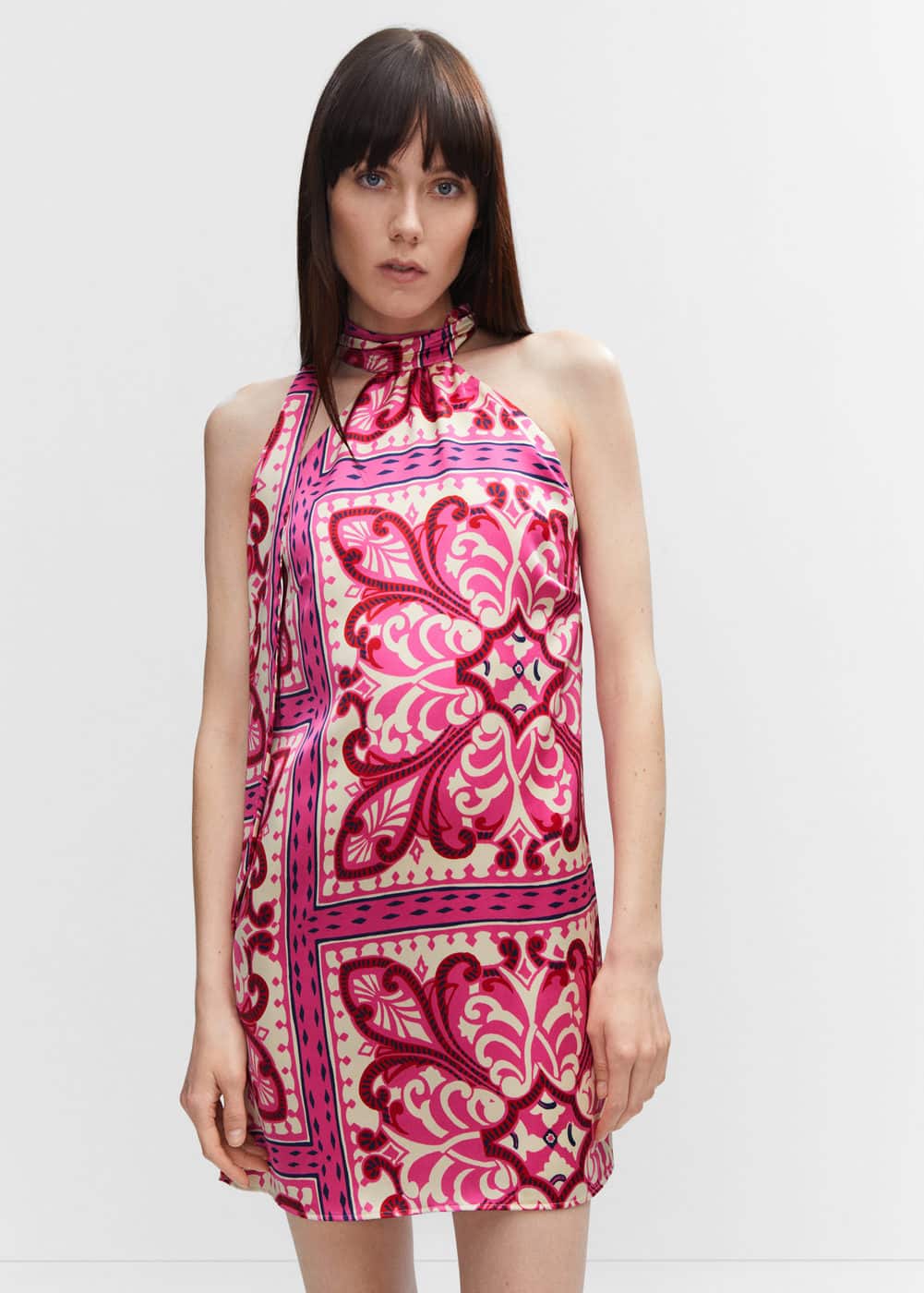Printed Halter Gown Woman Mango Vietnam metallic-heel-sandals-woman-mango-aruba