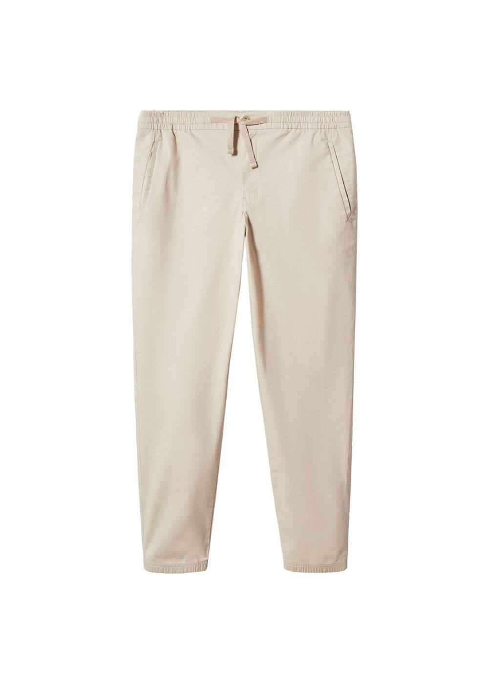 Mango Pantalon Jogger Coton In Beige