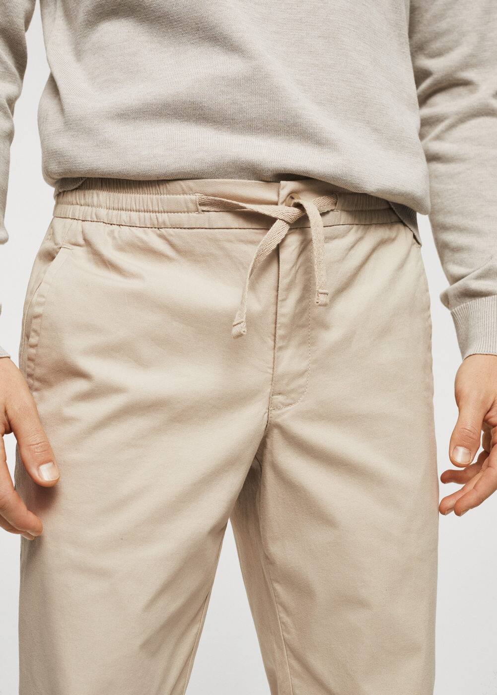 Mango Pantalon Jogger Coton In Beige