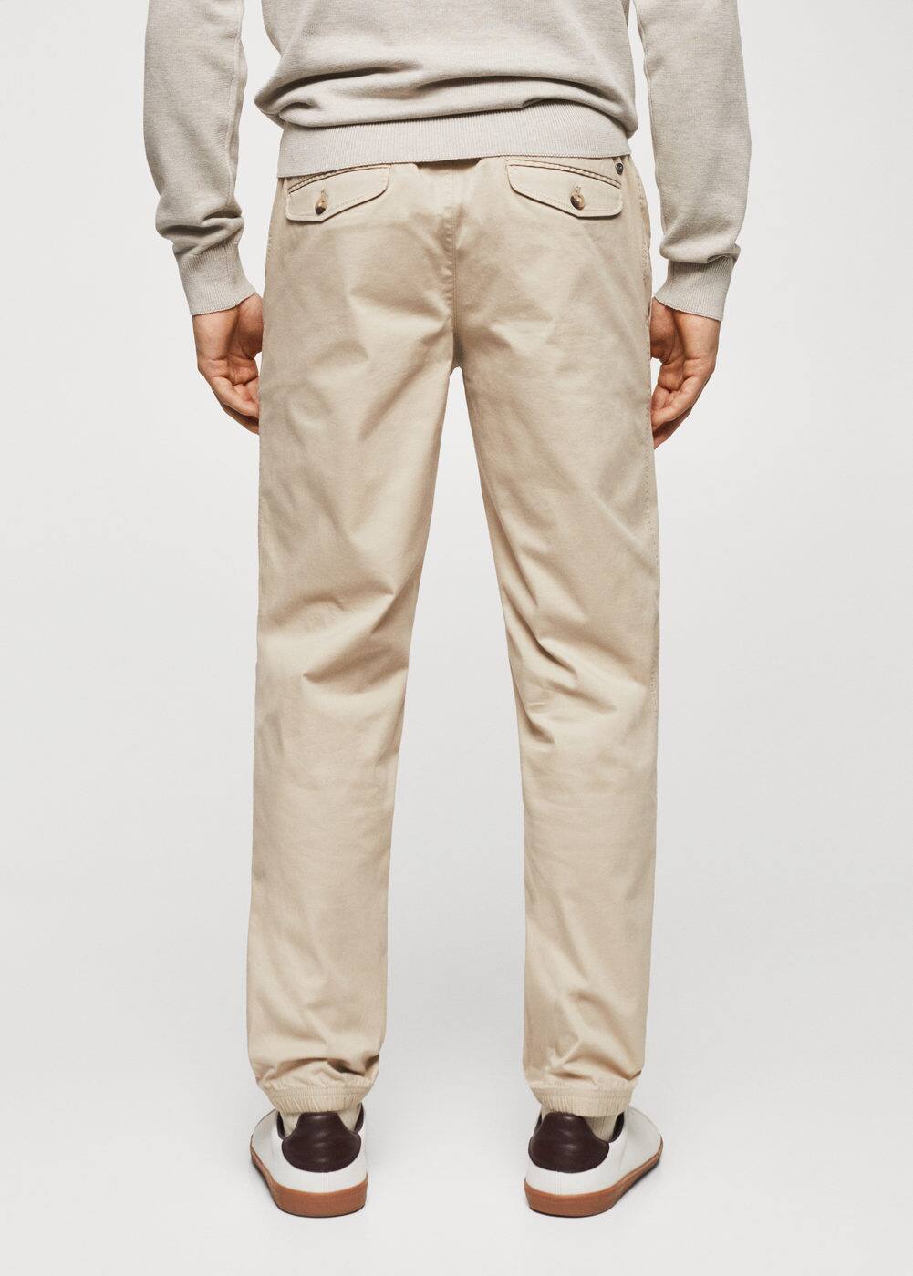 Mango Pantalon Jogger Coton In Beige