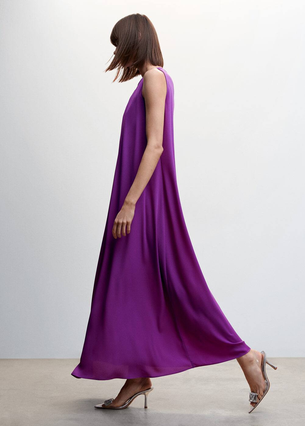green emerald velvet dress Mango Pine Overlap Side Slit Maxi Dress in Light Cream / Size XS