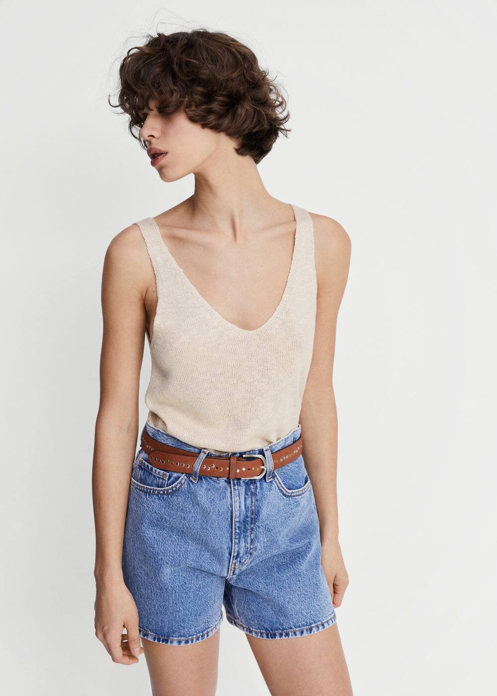 Knit strap top Women Mango USA