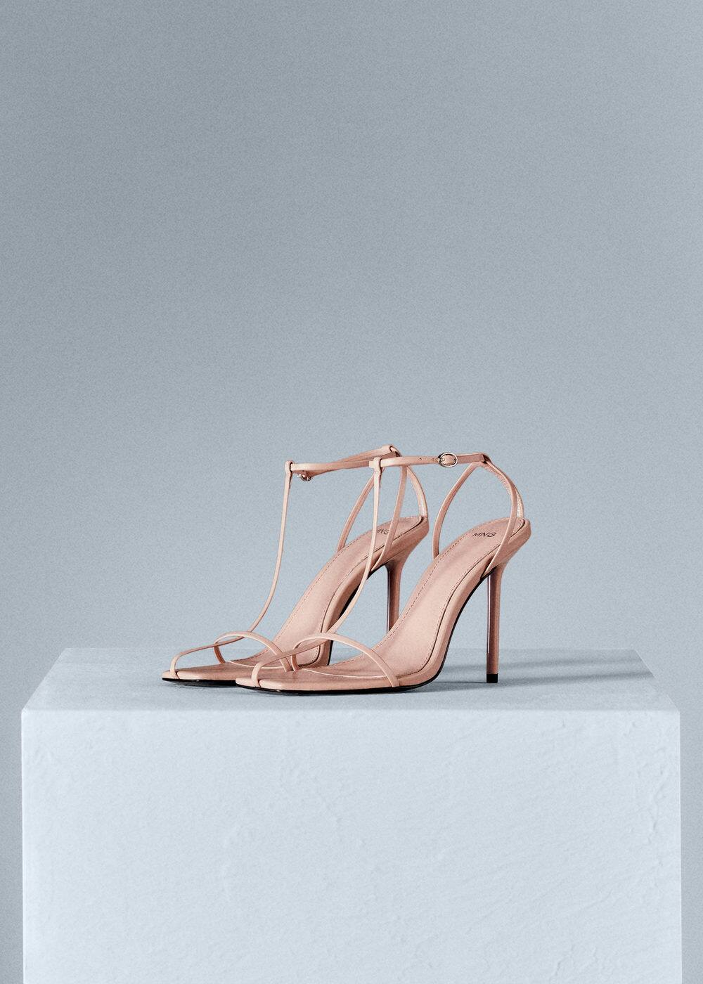 Straps heel leather sandals Women Mango USA