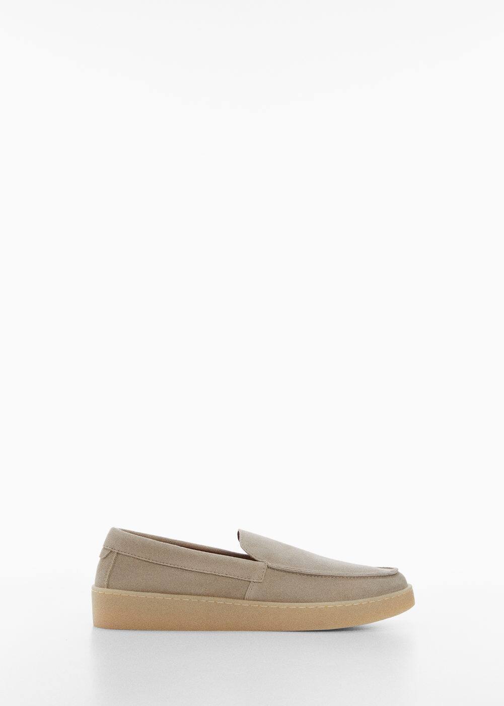 MANGO MAN Suede leather moccasin sand | Smart Closet 