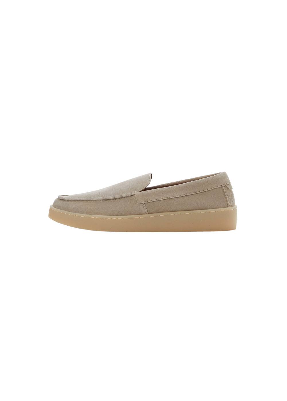 MANGO MAN Suede leather moccasin sand | Smart Closet 
