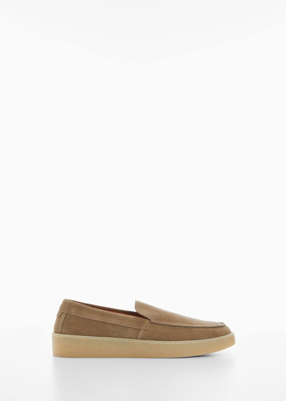 MANGO MAN Suede leather moccasin sand | Smart Closet