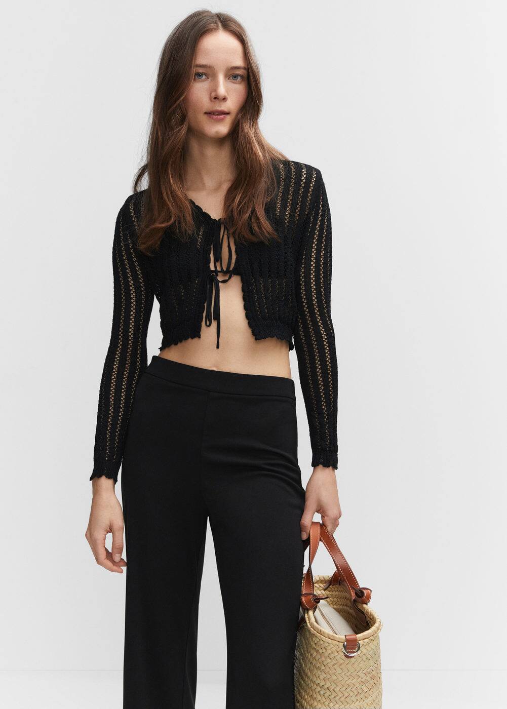 Highrise wideleg trousers Woman Mango Canada