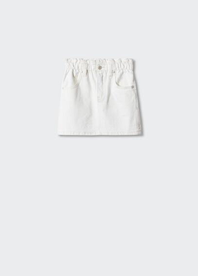 MANGO PAPERBAG DENIM SKIRT WHITE 