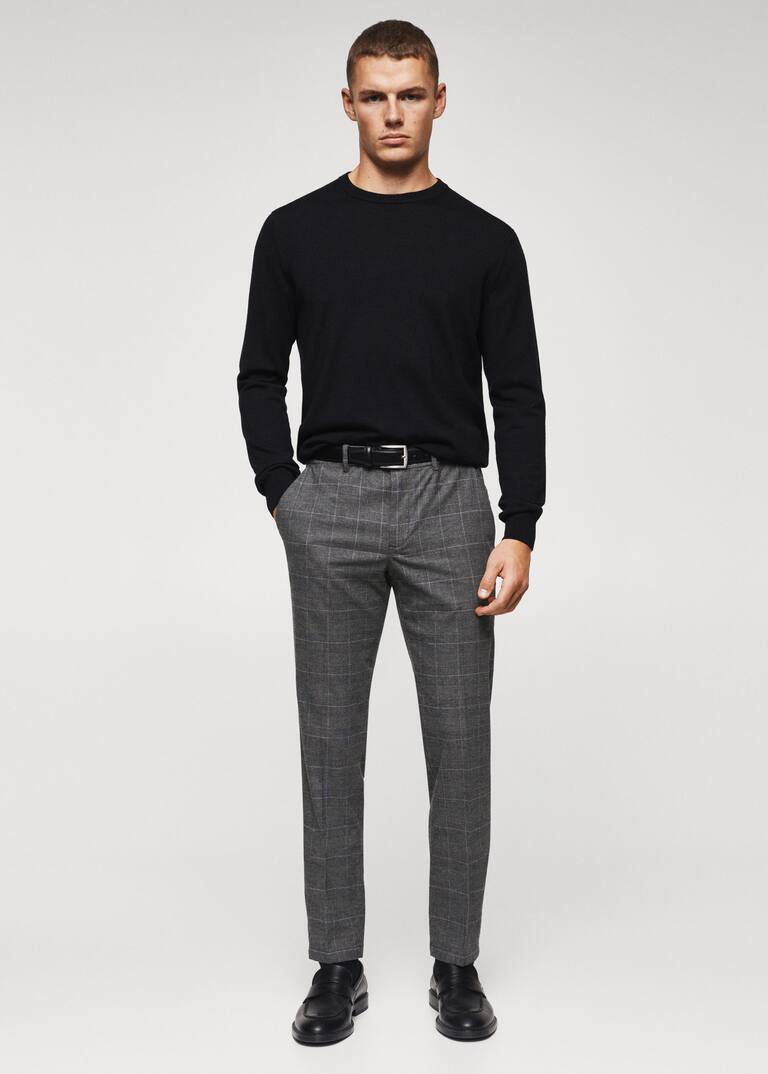 Slim fit checked cotton trousers Men Mango Man United Kingdom