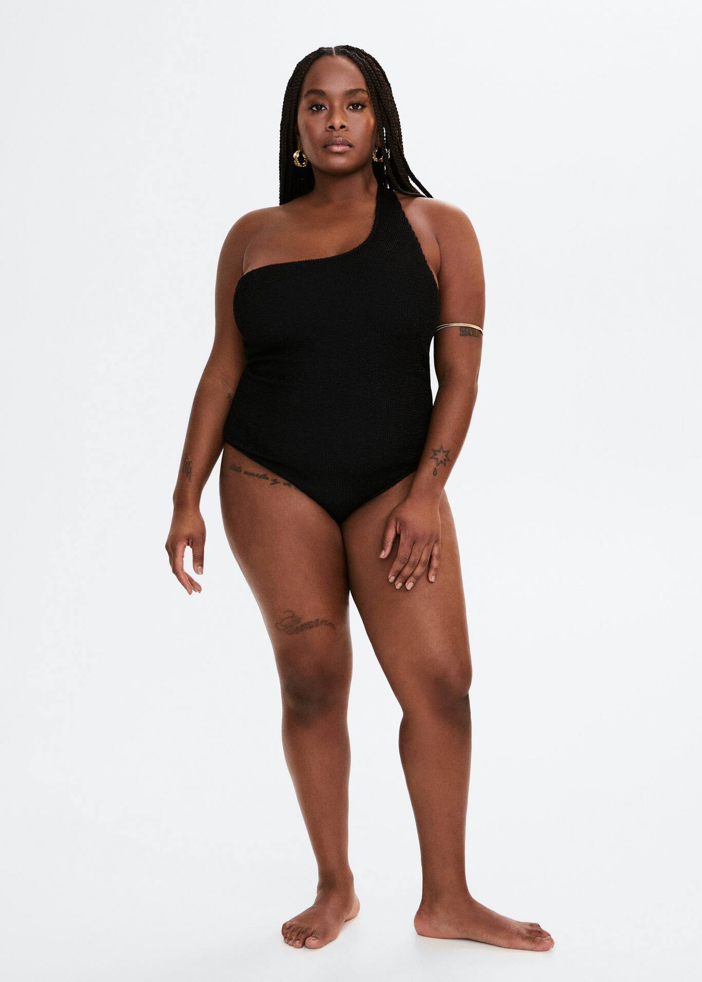Asymmetrical swimsuit with wide straps Woman MANGO OUTLET Canada