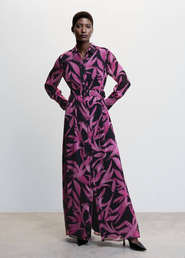 Vestido gasa estampado - Mujer | Mango México
