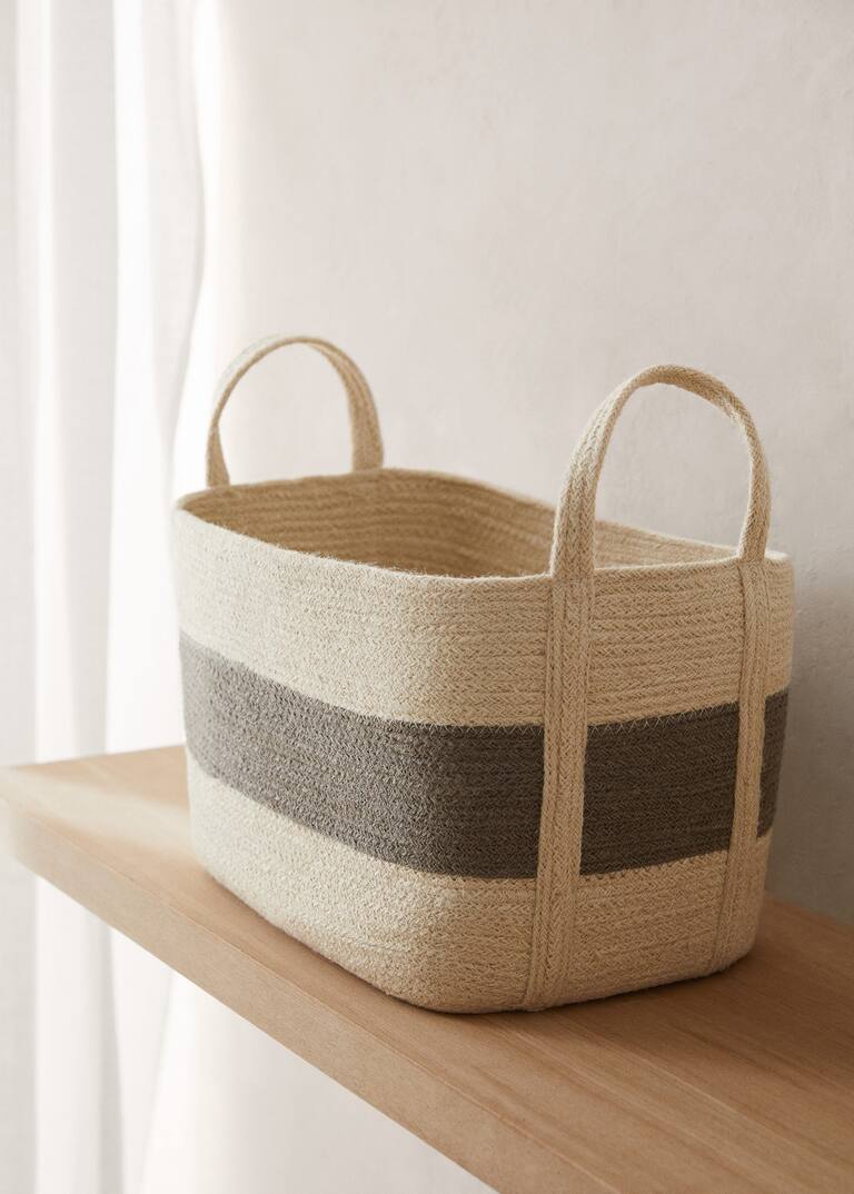 Handles jute basket 35x25cm Home Mango Home United Kingdom