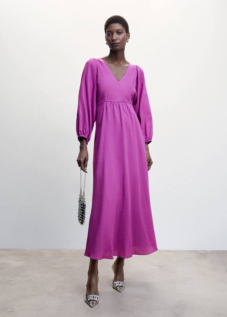 Puffed sleeves dress Women Mango USA