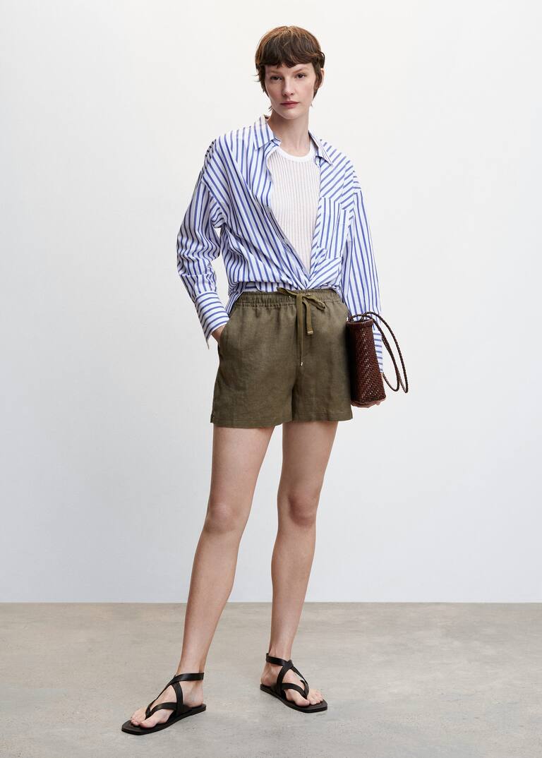 Linen shorts with drawstring Women Mango USA