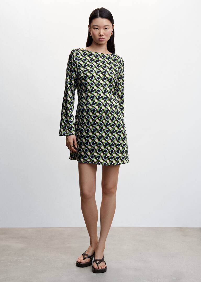 Printed short dress Women Mango USA