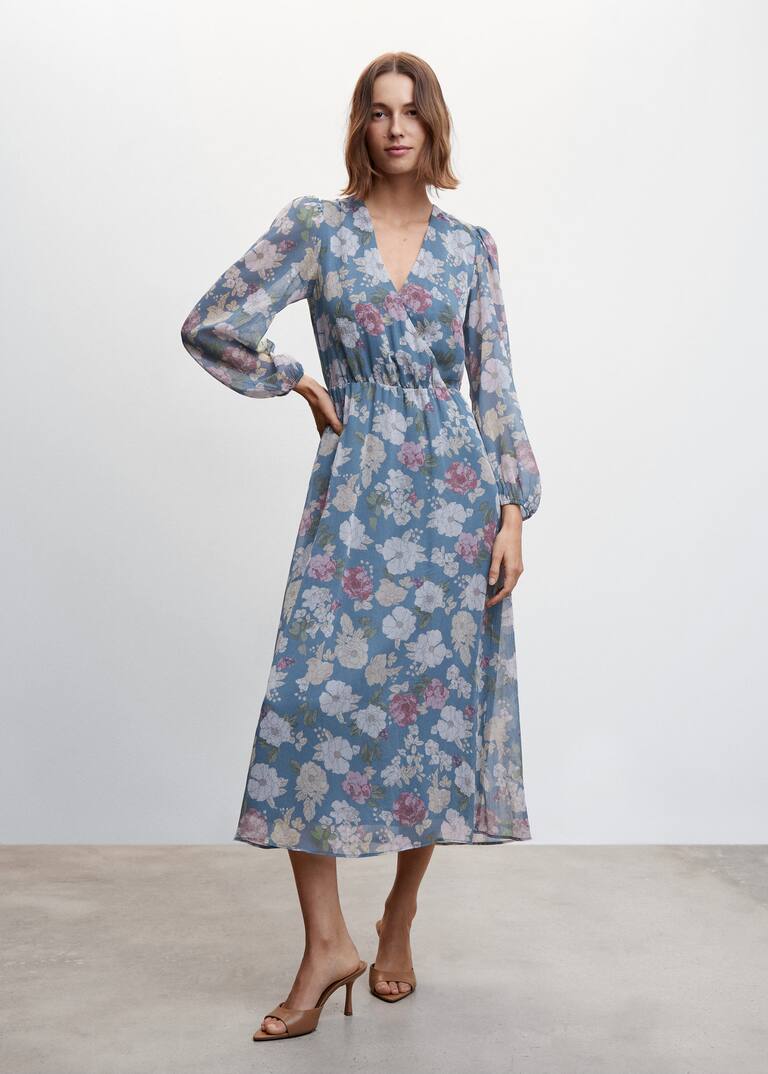 Floral chiffon dress Women Mango USA